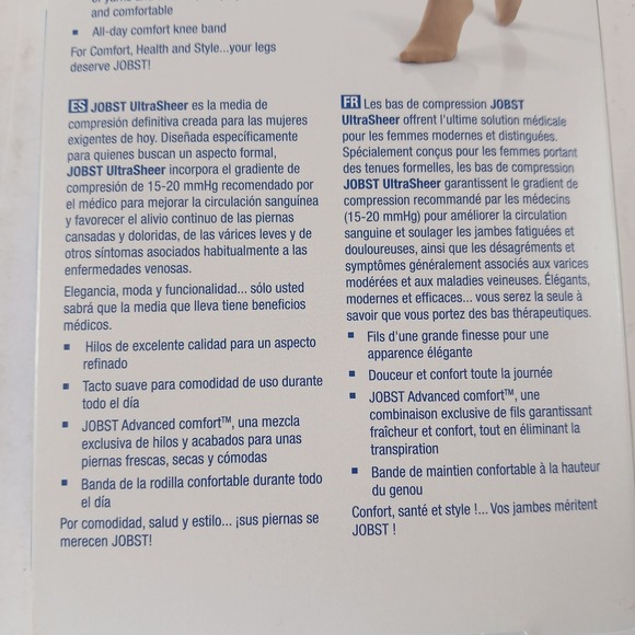 Jobst Ultrasheer Black Knee High Size L Full Calf Closed‎ Toe 15-20mmHg - Picture 6 of 9